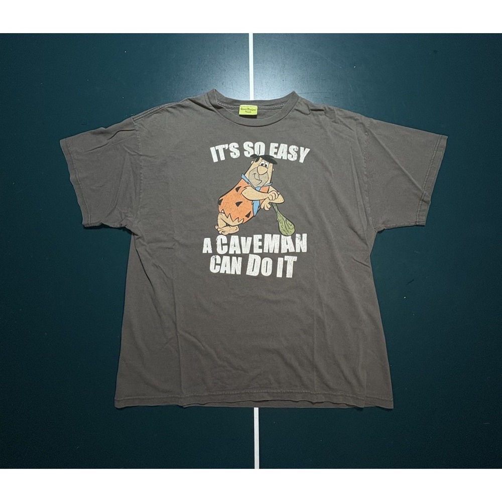 Vintage Fred Flintstone T Shirt Mens XL Gray Caveman Cartoon Graphic Flintstones